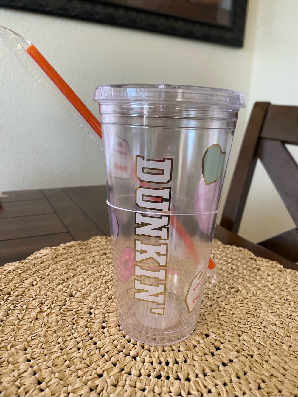 Stoney Clover x Dunkin' Clear Reusable Travel Tumbler with Pastel Heart Accents